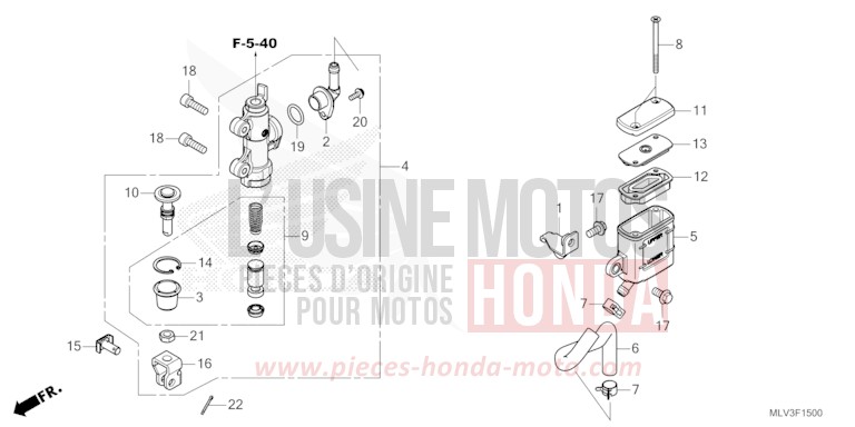 REAR BRAKE MASTER CYLINDER de CB1000F "Big One" WOLF SILVER METALLIC (NHD19D) 2026